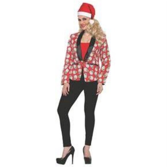 Adult's Women Santa Claus Suit Jacket Blazer Costume - Picture 1 of 2